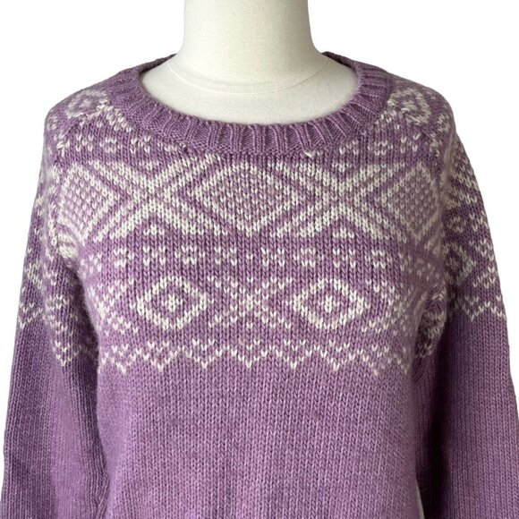 Gander Mountain Guide Series Wool Alpaca Sweater Womens Large Pink Fair Isle - Picture 3 of 7